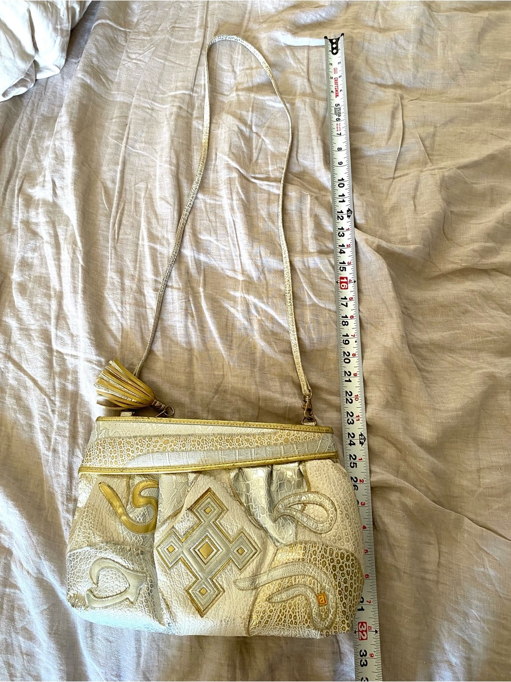Nas Rare vintage faux leather/ animal skin patchwork bubble crossbody handbag - Picture 4 of 17